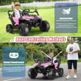 thumbnail image 6 of Funcid 24 Volt Ride on Toys, Kids Ride on Cars with Remote Control, 400W Powerful Electric Car for Kids, Ride on UTV w/ Bluetooth, Battery Indicator, Knob Volume Control, Spring Suspension, Pink, 6 of 7