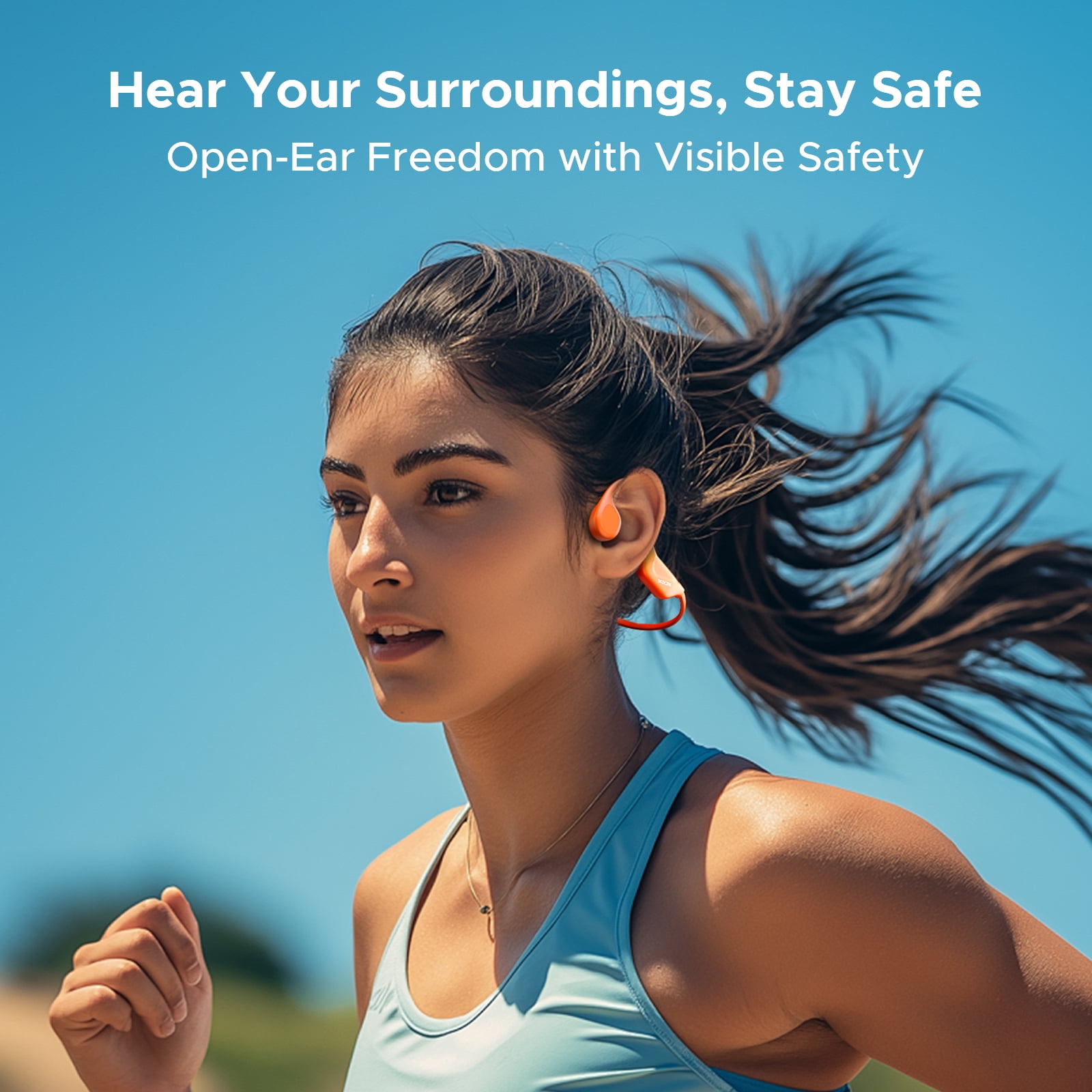 DOOGEE Bone Conduction Headphones, Running Headphones, Open-Ear Headphones, Sports with Safety LED Light, IP66 Waterproof, Bluetooth 6.0, 10H Playtime & Adjustable Band for Night Running