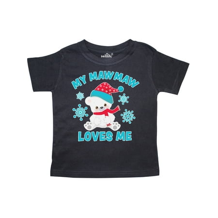 

Inktastic Polar Bear My Mawmaw Loves Me in Santa Hat with Snowflakes Gift Toddler Boy or Toddler Girl T-Shirt