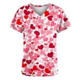 thumbnail image 4 of biudgviw Women's Valentine V Neck Shirt Heart Print Short Sleeve Graphic Tops Loose Casual T-Shirt with Pockets Festival Outfits, 4 of 5