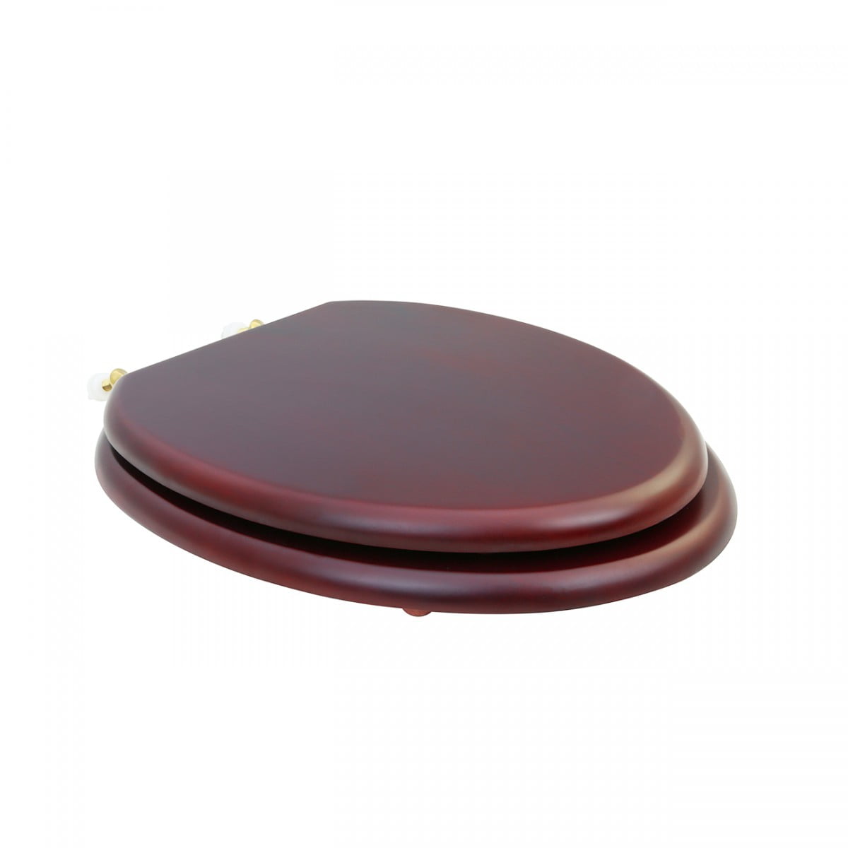 Renovators Supply Cherry Finish Wooden Elongated Toilet Seat 17.63"x14.5" w/Brass PVD Hinges & Stabilizers