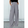 thumbnail image 3 of Surakey Cargo Pants for Women High Waist Wide Leg Pant Lounge Baggy Straight Leg Trousers Plain Solid Color Bottom, 3 of 6
