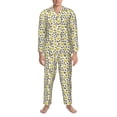 thumbnail image 3 of Naloa Leopard And Butterfly Men’s Pajamas Set - Long Sleeve Button Down Sleep Shirt and Pajama Bottoms Sleepwear Set-, 3 of 7