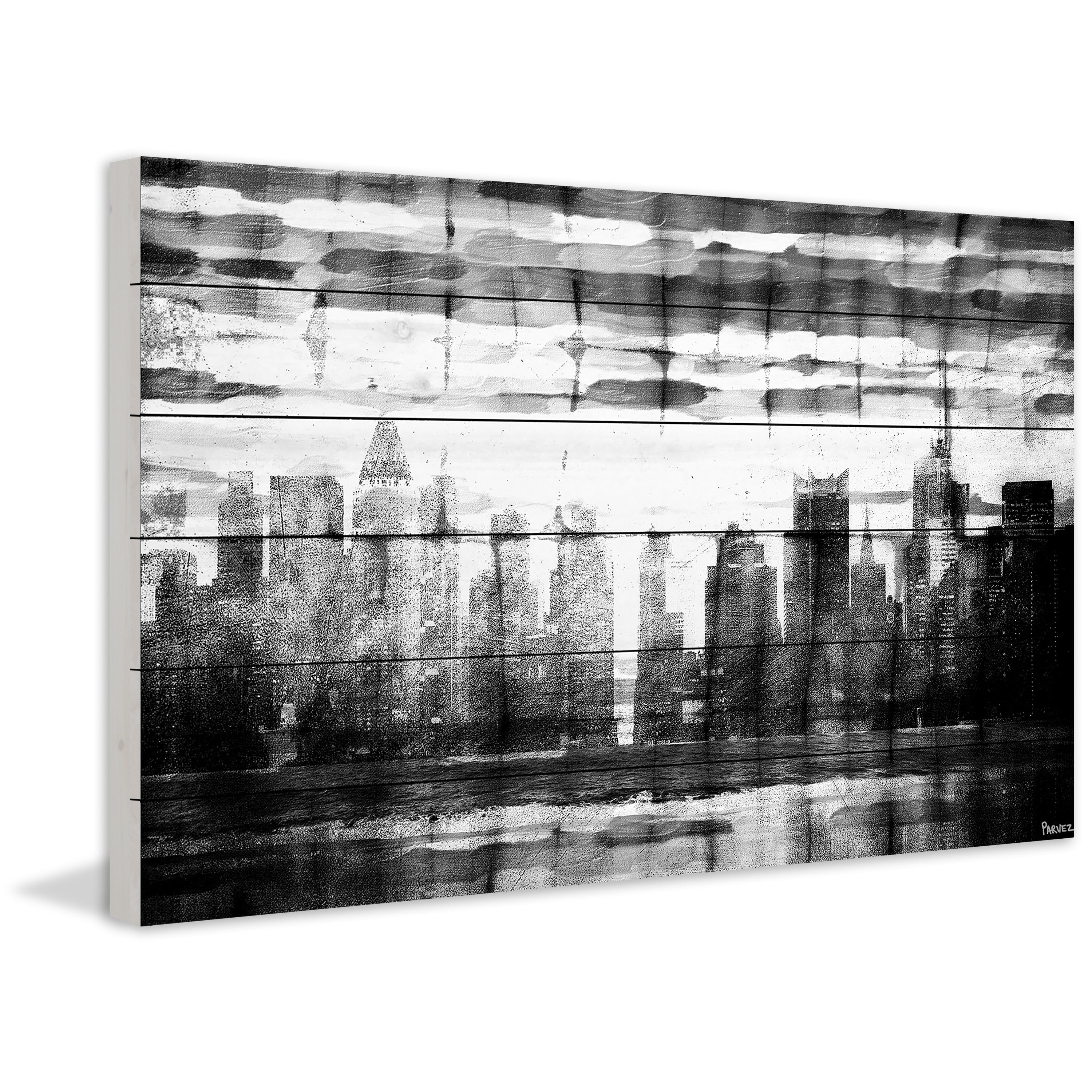 Parvez Taj Distant Giants White Wood Wall Art, 24" x 36"