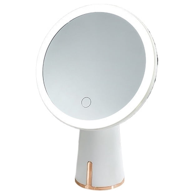 Espejo de maquillaje compacto de lujo LED, espejo de tocador de alta definición, iluminación de escritorio, espejo de belleza con luz