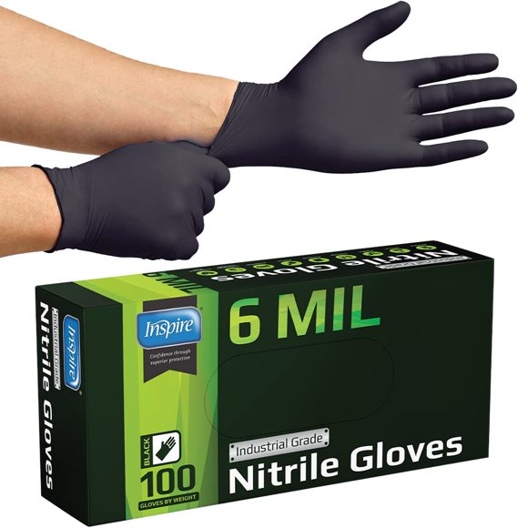 Guantes de nitrilo Inspire HEAVY DUTY, resistentes a productos químicos de 6 mm