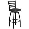 thumbnail image 3 of BizChair Black Ladder Back Swivel Metal Barstool - Black Vinyl Seat, 3 of 13