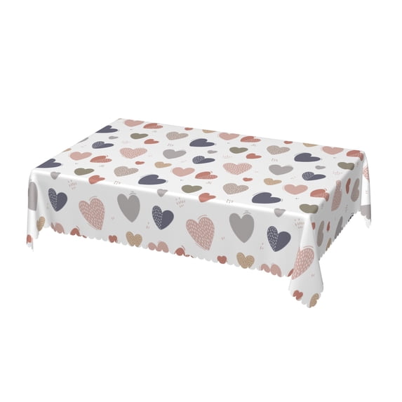 DouZhe Rectangular Tablecloth, Cute Doodle Style Hearts Table Cloth for Kitchen Dinning Tabletop, 72" x 54" Waterproof Polyester Table Cover