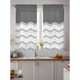 thumbnail image 4 of Sheer Curtains 63 Inch Length 2 Panels Set for Bedroom, Grey Chevron Semi Sheer Curtains for Windows, Geometric Ocean Abstract Wavy Striped White Voile Window Treatments Rod Pocket Curtain, 4 of 7