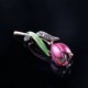 thumbnail image 4 of Broche exquisito para mujer, ramillete de tulipán, broche de aleación pintado con incrustaciones de diamantes, 5,5x1,6 cm, rosa y verde, 4 of 5