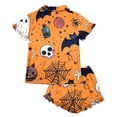 thumbnail image 6 of MEZZALL Halloween Kids With Ruffle Short Sleeve Lapel Tie Front Shirts Blouse Tops With Shorts For Girls Soft Comfort Pajama Sets For Nighttime Lounging 2 Piece Sleepwear, 6 of 7
