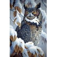 thumbnail image 2 of Goebel, Wilhelm 22x32 Gold Ornate Wood Framed with Double Matting Museum Art Print Titled - Winter Watch - Great Horned Owl, 2 of 4
