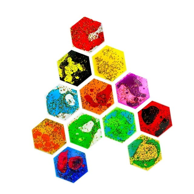 12 juguetes sensoriales de gel líquido suave, regalos de viaje, juguetes calmantes para adolescentes y niños. Hexágono