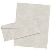Matching 8.5 x 11" Paper & #10 Envelopes, Imitation New Smoke Gray Parchment Finish  Great for Letters, Invitations, Business Documents | 24lb Text, 90 GSM | 50 Paper & 50 Envelopes Per Pack