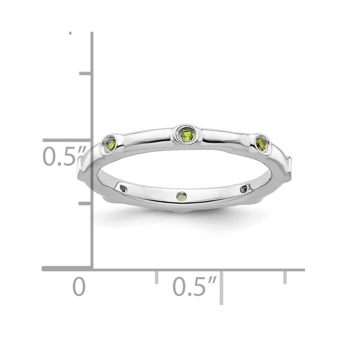 925 Sterling Silver Bezel Polished Stackable Peridot Ring Size 5 Stackable Ring for Women - .13 cwt