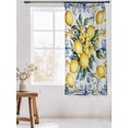 thumbnail image 3 of Sheer Curtains 63 Inch Length, Yellow Lemon Semi Sheer Curtains Light Filtering Window Treatment, Middle Century Blue Italian Textured Privacy Voile Drapes for Living Room Bedroom 52x63 Inch, 3 of 7