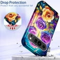 thumbnail image 5 of CASEFIV for Google Pixel 9 Case,Pixel 9 Pro Case,Heavy Duty Shockproof Protection 3 in 1 Hybrid Hard PC Soft Rubber Rugged Drop Protective Slim Women Phone Case,Purple/Flower, 5 of 7