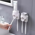 thumbnail image 6 of No-punch Multipurpose Squeezer Easy Press Organizer Automatic Storage Rack Toothbrush Holder Toothpaste Dispenser Bathroom Accessories BLUE, 6 of 8