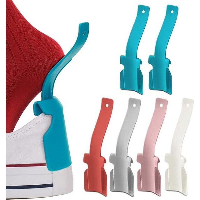 6 piezas Lazy Shoe Helper deslizador de calcetines portátil - calzador de mango corto - ayudante para levantar zapatos fácil de poner y quitar, calzador de plástico para hombres y mujeres