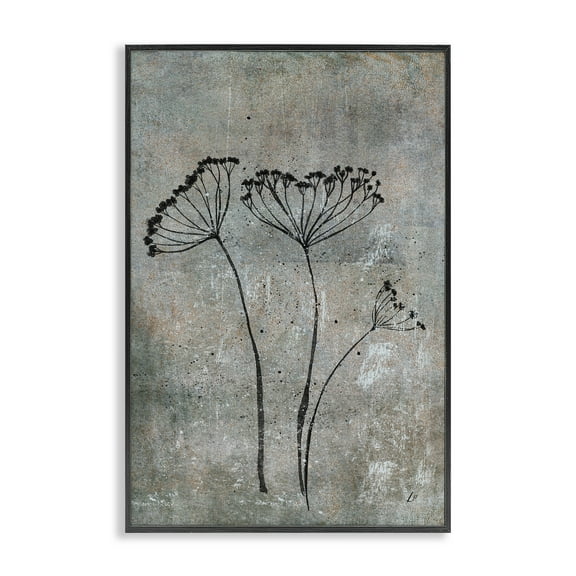 Stupell Industries Cow Parsley Sprigs Plants & Flowers Painting Black Framed Art Print Wall Art, 12 x 18