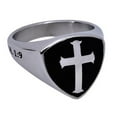 thumbnail image 2 of STRONG AND COURAGEOUS Black Signet Cross Ring, Engraved in Stainless Steel, 2 of 4