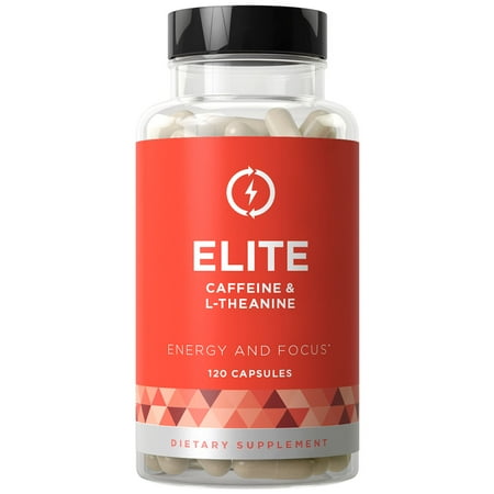 E-gems Elite Natural Vitamin - ELITE Caffeine with L-Theanine - Extra Strength Jitter-Free Focused Energy - Natural Nootropic Stack for Cognitive Performance - 120 Soft Capsules