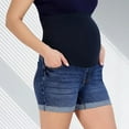 thumbnail image 2 of Savi Parker Women's Maternity Roll Cuff Denim Shorts, 2 of 4