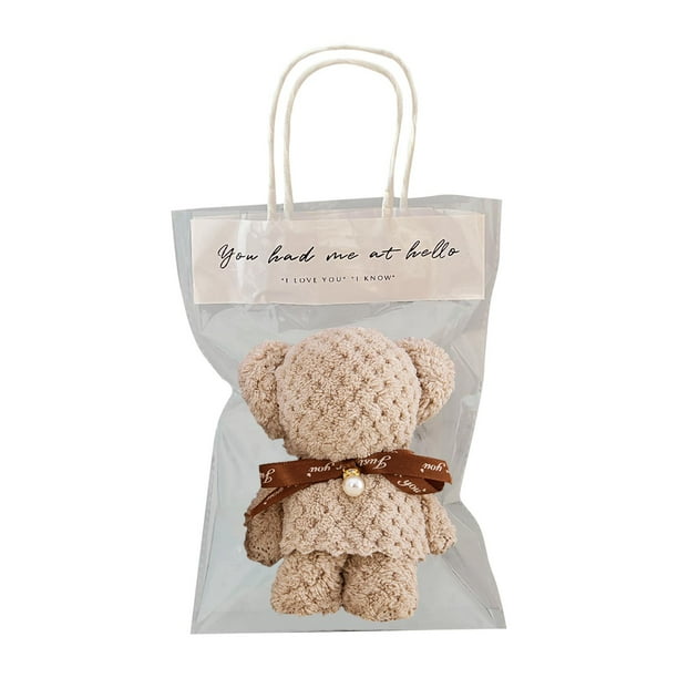 Toalla con forma de oso, toalla de baño, toalla de ducha suave, toalla absorbente para platos Café Bolsas Normales