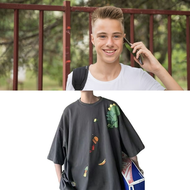 Camiseta de manga corta con estampado de dibujos animados para hombre camisetas holgadas informales a la moda con linda hamburguesa para hombre camisetas de verano de manga corta Walmart en linea