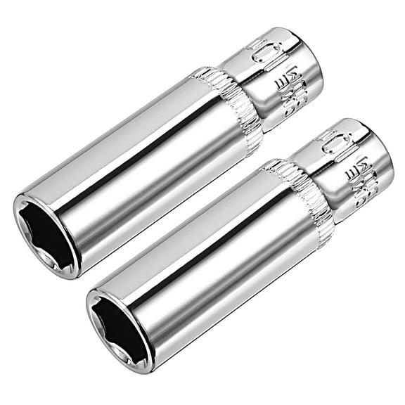 Unique Bargains 2Pcs 1/4-inch Drive 10mm Cr-V 6-Point Deep Socket
