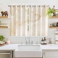 thumbnail image 2 of Marble Beige Kitchen Curtains 63 Inch Length, Modern Abstract Ink Painting Luxury Grommet Top Bedroom Living Room Curtains, Light Filtering Cafe Curtain Drapes 2 Panels Set 104''x63'', 2 of 9