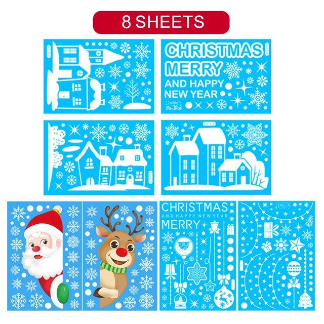 Juego de pegatinas navideñas para ventanapegatinas adhesivas de cristal con copos de nieve y alces de Santa (estilo A) Tmvgtek Para estrenar