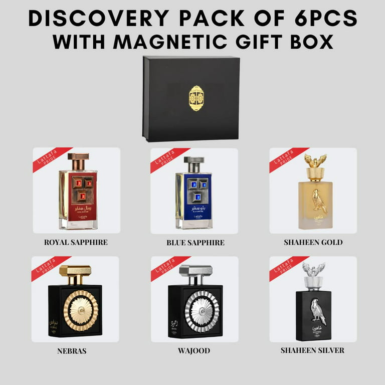 Discovery Pack (D) Of Lattafa Pride Travel Set-20ml(0.67 oz) 6Pcs with  Magnetic Gift Box Perfect For Gifting