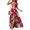 Red, variant on Women Tropical Print Maxi Dress Spaghetti Strap Summer Split Beach Dress