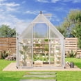 thumbnail image 2 of EastVita 6x9 Ft Aluminum-Framed Polycarbonate Greenhouse Kit Adjustable Roof Vent Clear Pop-up Greenhouse Sliver, 2 of 7