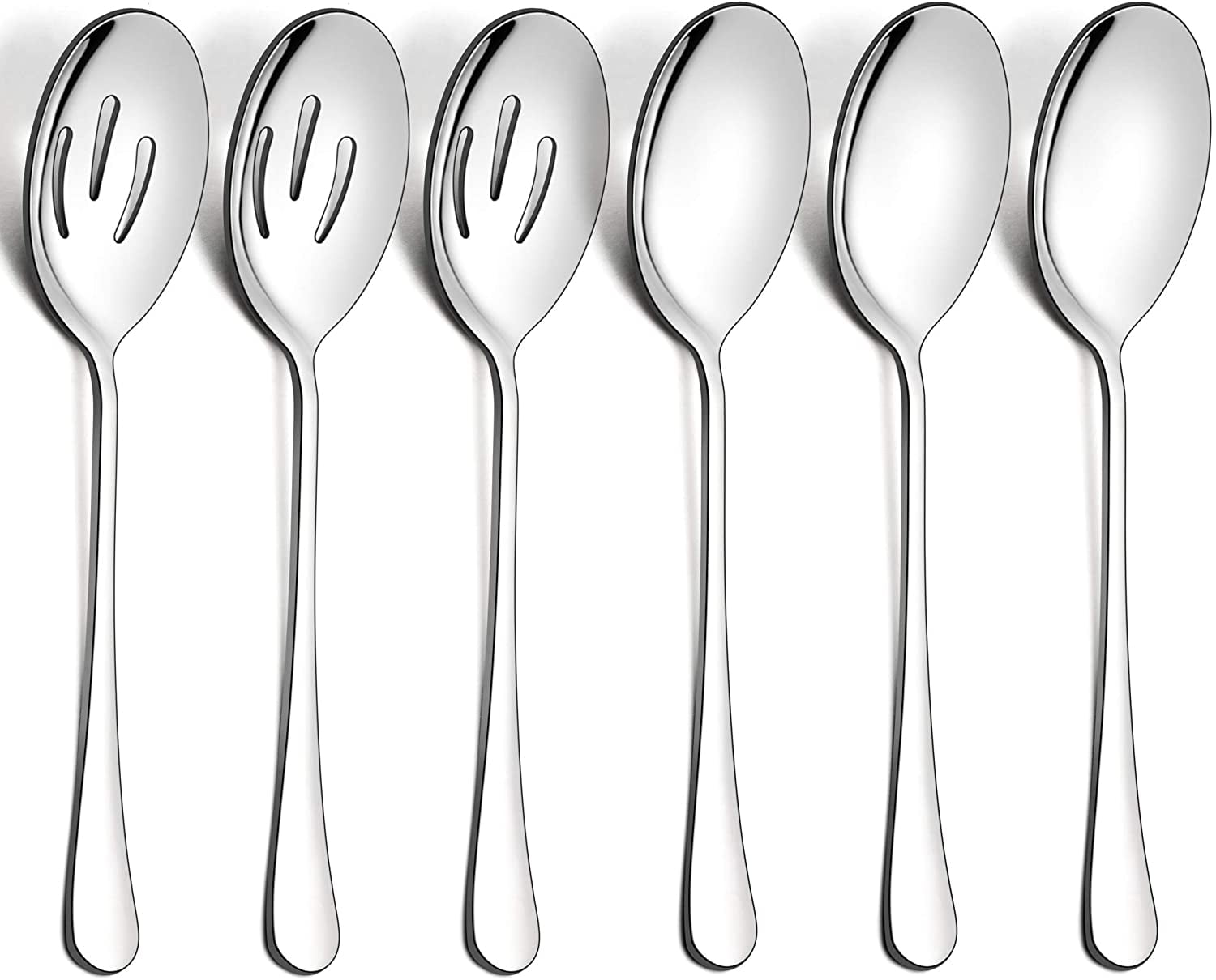 9.8 Inch Stainless Steel Buffet Catering Serving Spoons Forks Set 3 Black Serving Tongs 3 Black Slotted Serving Spoons LIANYU 3 Large Black Serving Spoons Dishwasher Safe 3 Black Serving Forks 