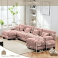 thumbnail image 5 of FFH 173.2" Modular Sectional Sofa, U Shaped Couch for Living Room, 4-Seater Comfy Cloud Couch with Deep Seat (Chenille Pink, 4 Seater with 2 Ottomans), 5 of 11