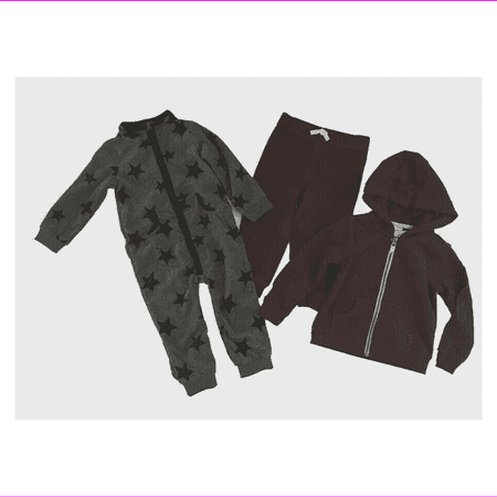 Carter's Baby 3-Piece Full zip Pants and Hoodie and Bodysuits 18M/Burg/Grey Stars