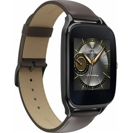 Refurbished Asus ZenWatch 2 WI501Q Smartwatch 1.63" Stainless Steel Gunmetal Brown Leather Band ASU-WI501Q-2J-GB1