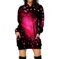 thumbnail image 1 of Vestido suelto de manga larga con capucha y bolsillo con estampado de corazón para mujer a la moda Pompotops  hdfakjf2280, 1 of 4