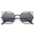 thumbnail image 1 of sunglassLA Unisex Women's Cutout Metal Open Frame Lens Round Cat Eye Sunglasses (Black / Smoke) - 52mm, 1 of 4