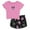 Pink / black, minnie mouse, variant on Disney Lilo & Stitch Angel Ribbed T-Shirt and French Terry Shorts Outfit Set Toddler to Big Kid