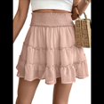 thumbnail image 1 of Faldas de Verano para Mujer, con Volantes, de Cintura Alta, Informales, Estilo Bohemio, para Playa, con Pantalones Cortos Incorporados, Color Rosa M, 1 of 7
