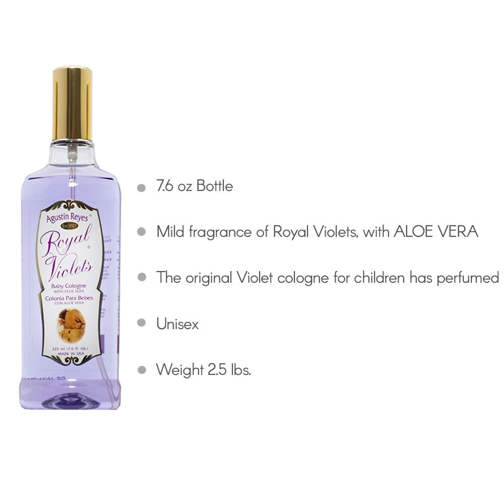 Royal Violets Baby Cologne. Clean, Mild and Long Lasting Fragrance with Aloe Vera. 7.6 fl oz / 225 ml. Pack of 3