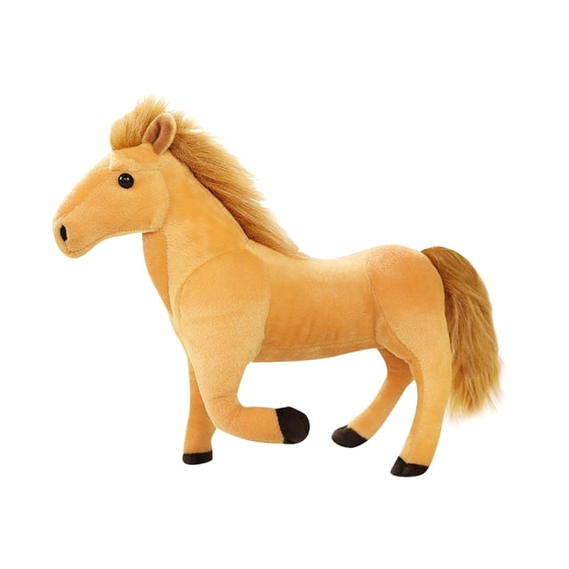 Hermoso caballo de peluche, figura de caballo realista, animales de peluche, animal Marrón claro