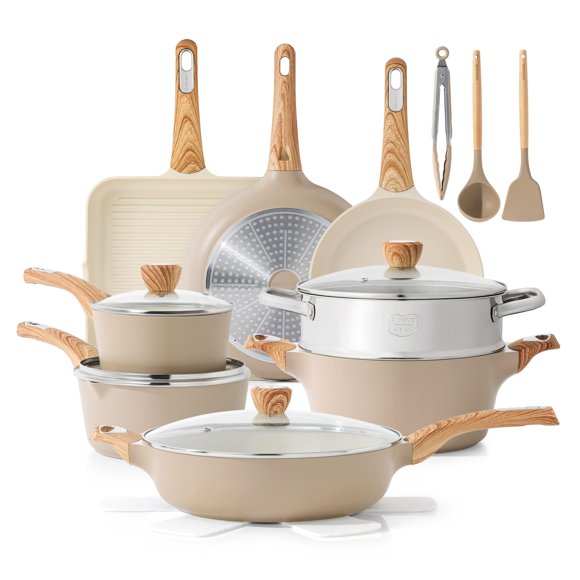 Set de utensilios de cocina SENSARTE, cerámica, antiadherente, 20 piezas, para inducción
