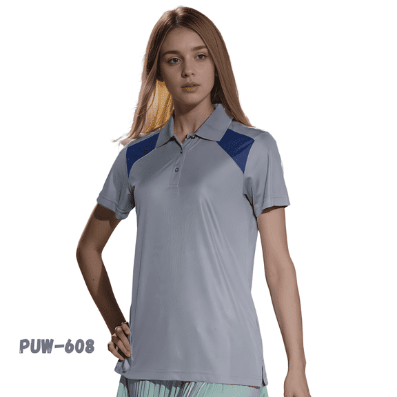Polo for Women's . Stone Gray-Stylish Navy Contras Blocking. [ Women's Stylish ]