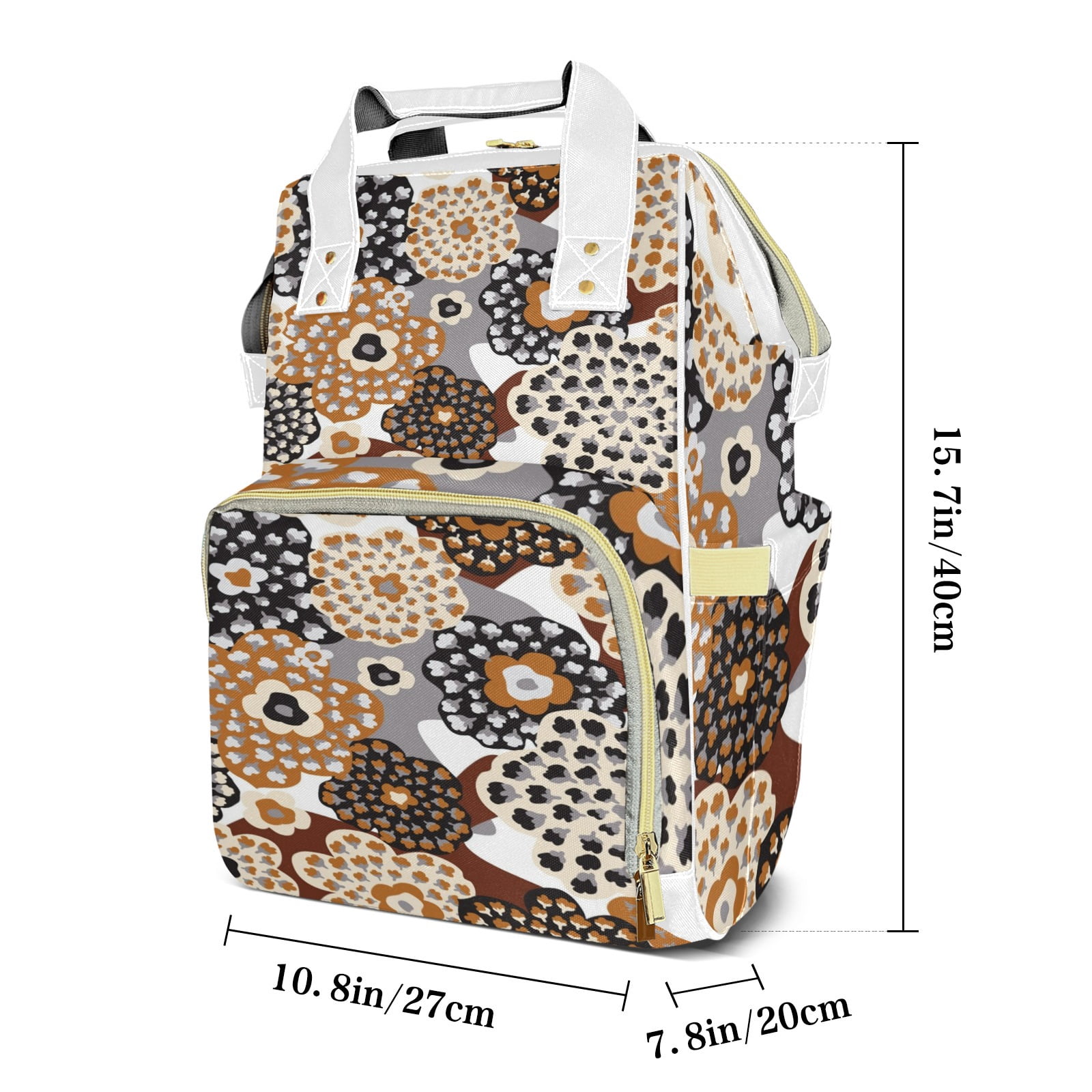 Abstract Flowers Diaper Backpack – Large Capacity, Insulated Baby Bottle Pocket, Multifunctional Mommy Bag for Boys & Girls