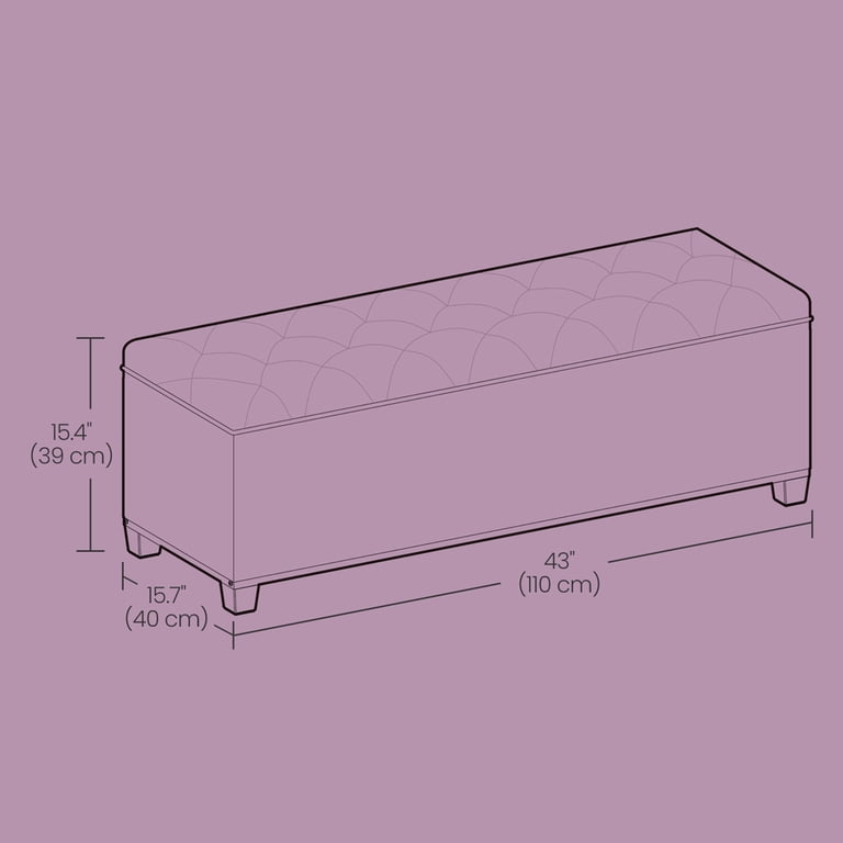 Ledrem Velvet Storage Ottoman Bench, 43-Inch, Ink Black photo 5