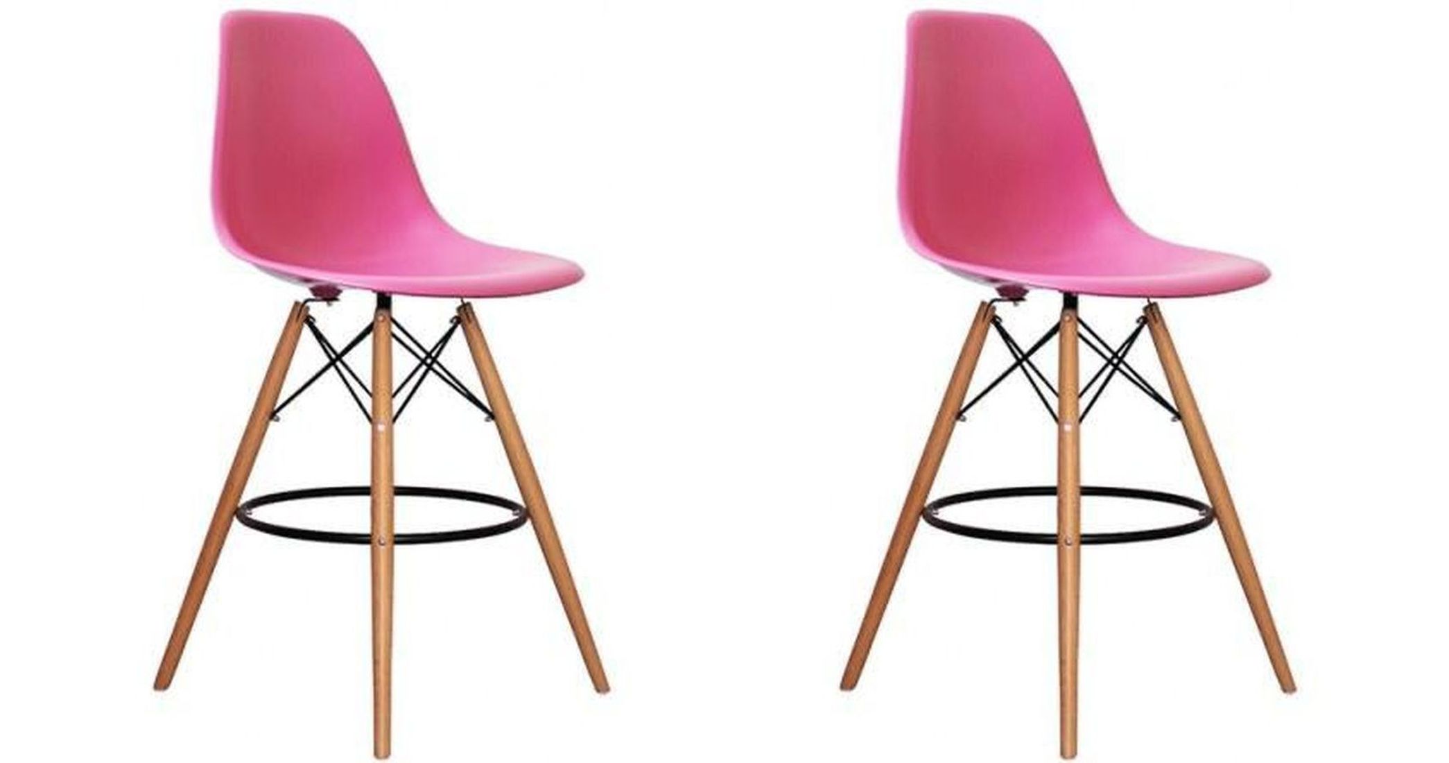 Wooden Base Kitchen Island Bar Stool with Gold Base Pink